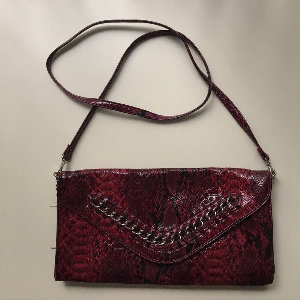 Red snakeskin shoulder bag/clutch